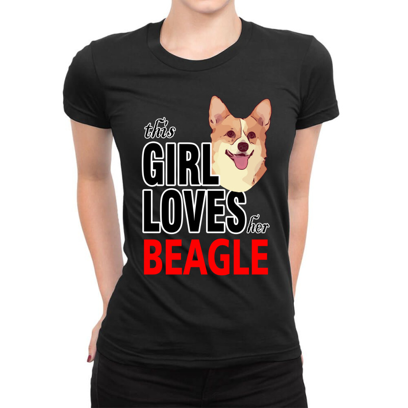 Merry Christmas Dog This Girl Loves Her Beagle Ladies Fitted T-Shirt by lorismerch | Artistshot