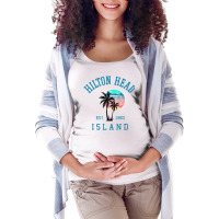 Hilton Head Island South Carolina Beach Palm Trees Summer Maternity Scoop Neck T-shirt | Artistshot