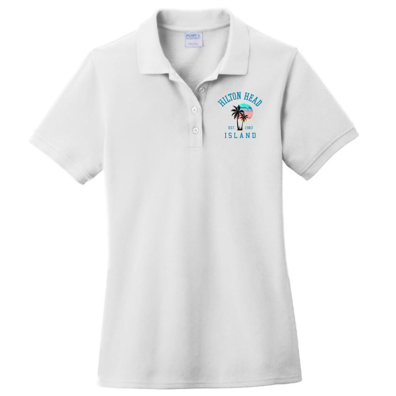 Hilton Head Island South Carolina Beach Palm Trees Summer Ladies Polo Shirt by Min06 | Artistshot