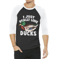 I Just Really Love Ducks Cute Mallard Duck 3/4 Sleeve Shirt | Artistshot