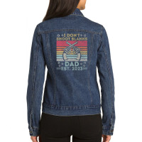 Funny New Dad Father's Day I Don't Shoot Blanks Est. 2023 Ladies Denim Jacket | Artistshot