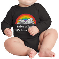 Take A Look It's In A Book Reading Vintage Retro Rainbow Long Sleeve Baby Bodysuit | Artistshot