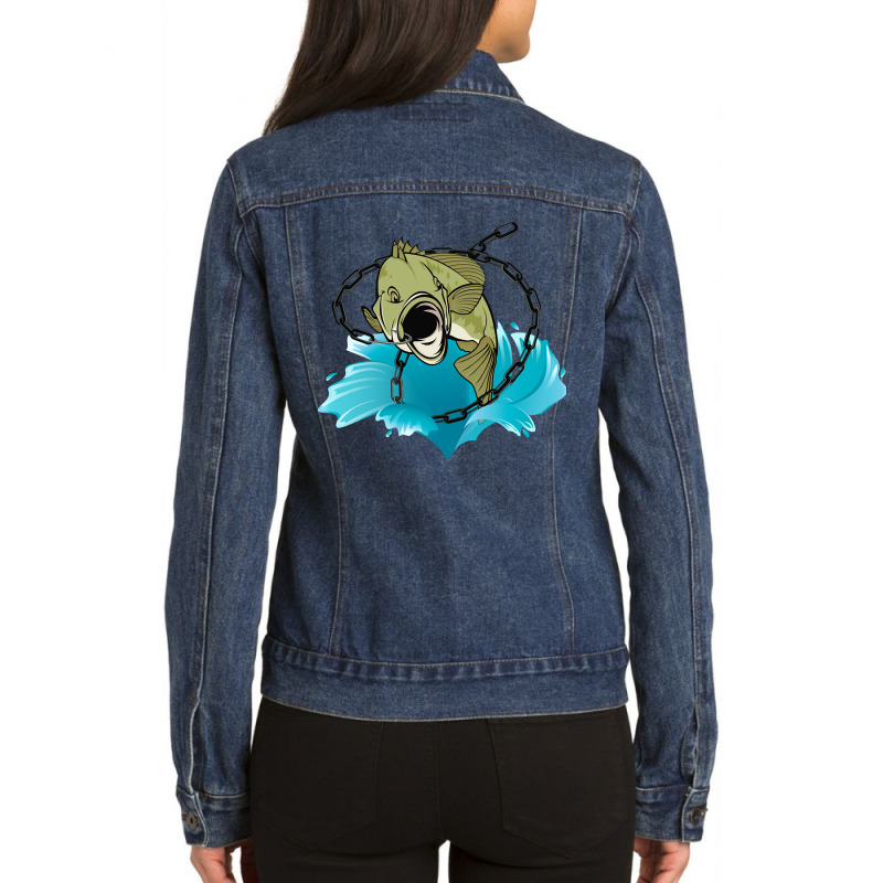 Hooked Bass Ladies Denim Jacket by lykhongduong9enev3 | Artistshot