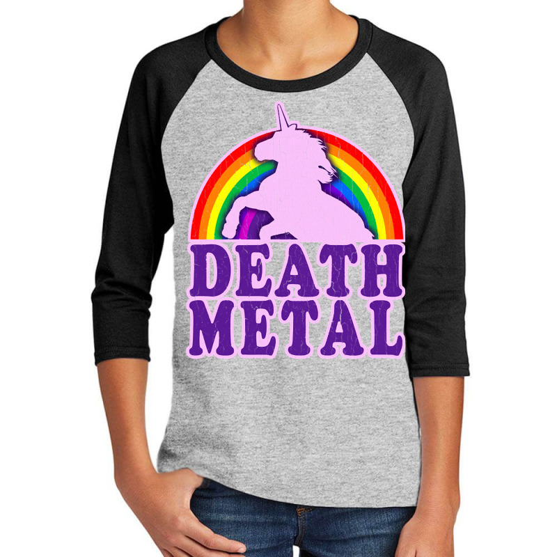 Funny Death Metal Unicorn Rainbow Youth 3/4 Sleeve | Artistshot