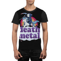 Death Metal' - The Grim Reaper Riding A Unicorn In Front Of A Rainbow  Graphic T-shirt | Artistshot