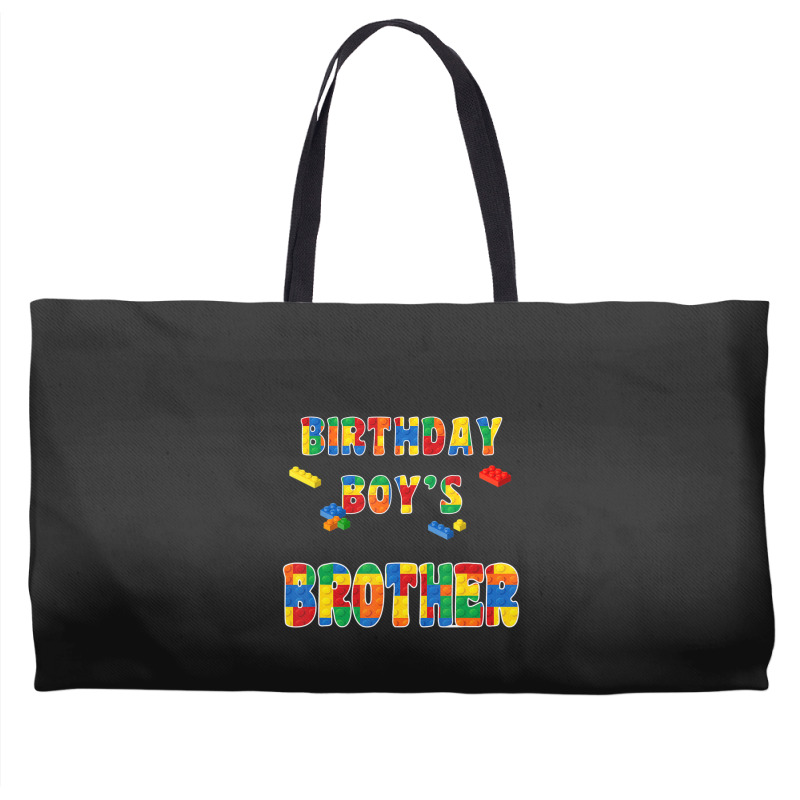 Building Block Brother Of The Birthday Boy Colorful Weekender Totes | Artistshot