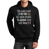 Sidewalk Chalk Bike Rides Ice Cream Swimming Late Nights Unisex Hoodie | Artistshot