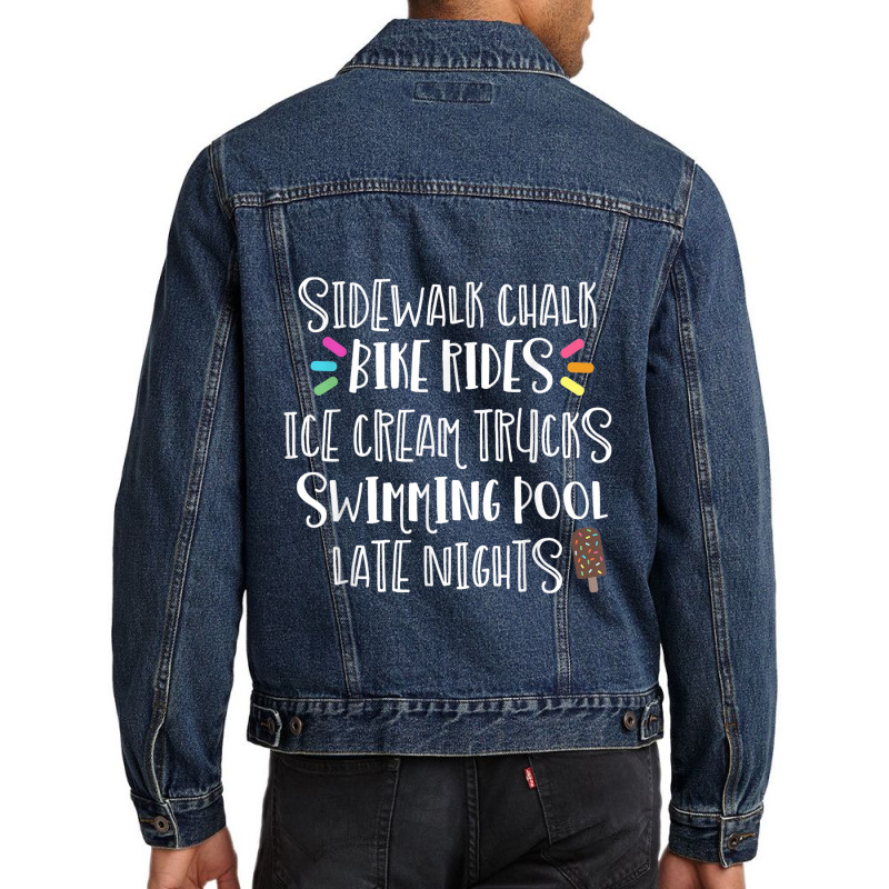 Sidewalk Chalk Bike Rides Ice Cream Swimming Late Nights Men Denim Jacket by ESTAULS | Artistshot