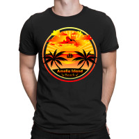 Amelia Island Beach, Palm Trees Sunset, Florida Summer-qz1m6 T-shirt | Artistshot