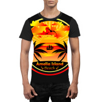 Amelia Island Beach, Palm Trees Sunset, Florida Summer-qz1m6 Graphic T-shirt | Artistshot