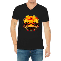 Amelia Island Beach, Palm Trees Sunset, Florida Summer-qz1m6 V-neck Tee | Artistshot