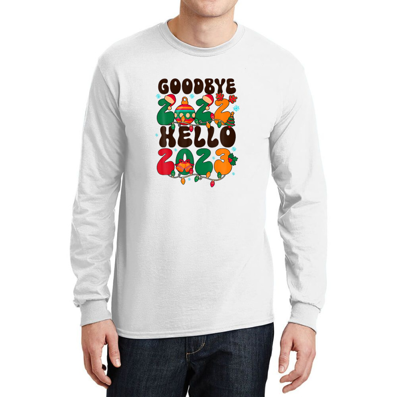 Goodbye 2022 Hello 2023 Happy New Year 2023 Christmas Groovy Long Sleeve Shirts | Artistshot