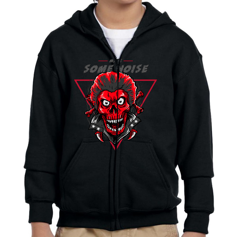 Skeleton Make Some Noise Youth Zipper Hoodie | Artistshot