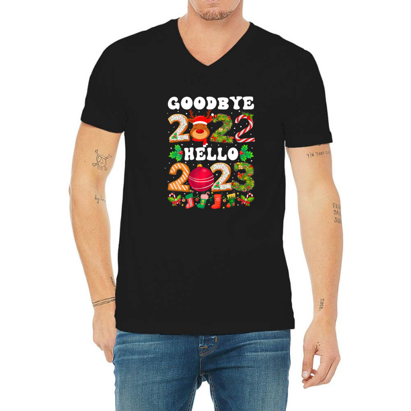 Goodbye 2022 Hello 2023 Happy New Year Christmas Funny V-neck Tee | Artistshot