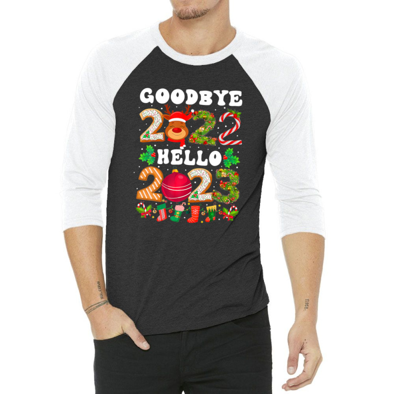 Goodbye 2022 Hello 2023 Happy New Year Christmas Funny 3/4 Sleeve Shirt | Artistshot