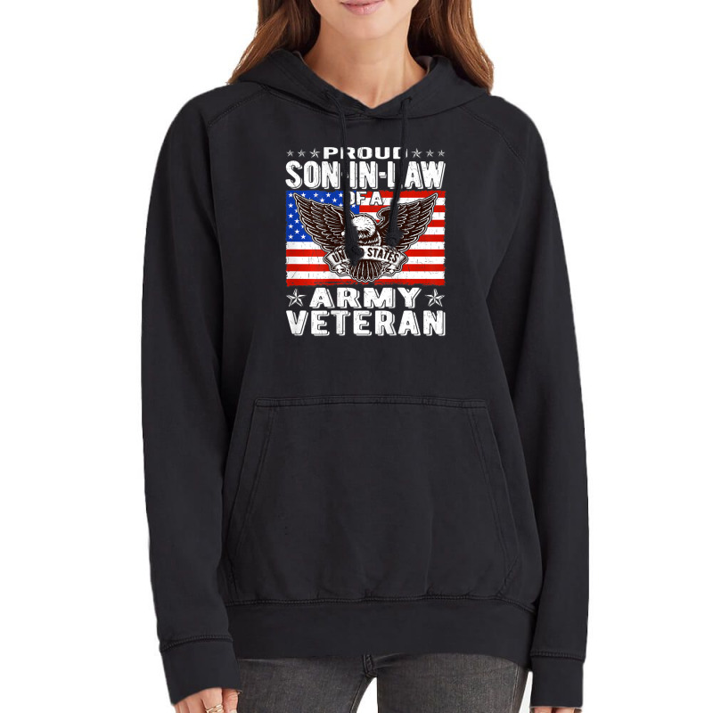 Mens Proud Son-in-law Of Army Veteran Patriotic Military Family Vintage Hoodie by bummercaught | Artistshot