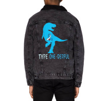 Type 1 Diabetes Awareness Ribbon T1d T Rex Dinosaur Boys T Shirt Unisex Sherpa-lined Denim Jacket | Artistshot