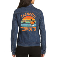 Telemarketer Job Funny Thanksgiving T Shirt Ladies Denim Jacket | Artistshot