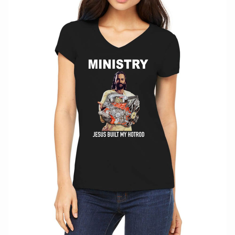 Jesus Built My Hotrod Women's V-Neck T-Shirt by JohnDavidMay | Artistshot