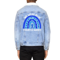 We Wear Blue For Syringomyelia Awareness Blue Rainbow Pullover Hoodie Unisex Sherpa-lined Denim Jacket | Artistshot