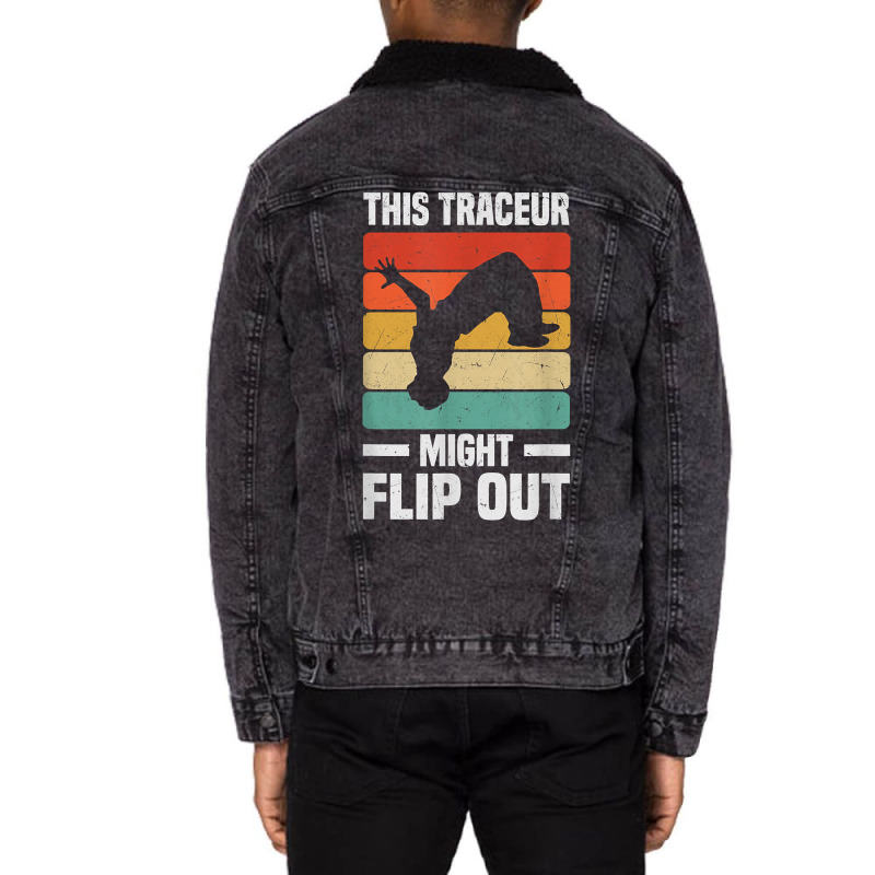 This Freerunner Might Flip Out   Freerunning Parkour T Shirt Unisex Sherpa-lined Denim Jacket | Artistshot