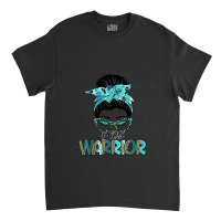 Women Messy Bun Teal Ribbon Pcos Warrior Classic T-shirt | Artistshot