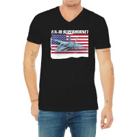 Patriotic American Naval Fa 18 Superhornet Tee In Action V-neck Tee | Artistshot