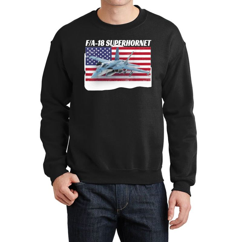 Patriotic American Naval Fa 18 Superhornet Tee In Action Crewneck Sweatshirt by MICHAELSCOTTREXEL | Artistshot