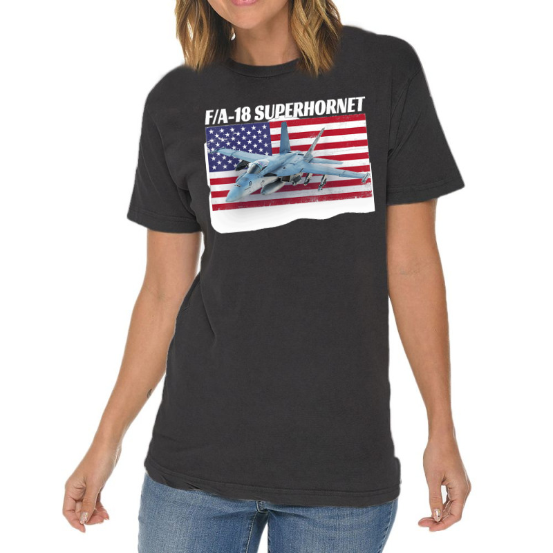 Patriotic American Naval Fa 18 Superhornet Tee In Action Vintage T-Shirt by MICHAELSCOTTREXEL | Artistshot