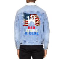 Patriotic Bowling 4th Of July Red Strike & Blue Usa Flag Unisex Sherpa-lined Denim Jacket | Artistshot