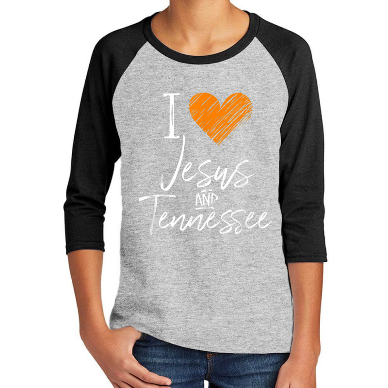 I Love Jesus And Tennessee Shirt Orange Heart Cute Fan Gift Youth 3/4 Sleeve by BrandonGarretLeblanc | Artistshot