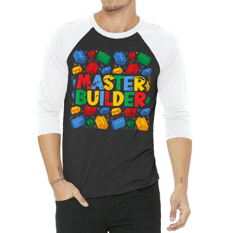 Vintage Master Builder Shirt Funny Brick Builder Blocks Gift 3/4 Sleeve Shirt | Artistshot