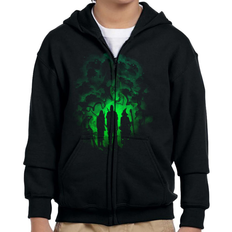 Gamer Fantasy Concept - Warrior, Archer And Wizard Youth Zipper Hoodie | Artistshot