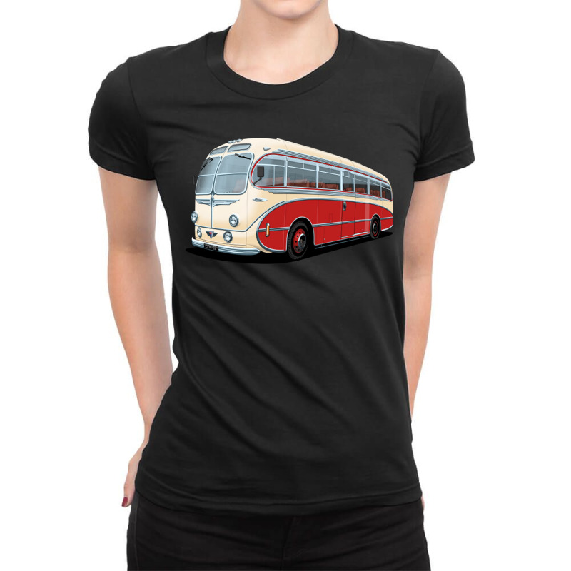 1952 Aec Regal Coach In White And Red Ladies Fitted T-Shirt by TresaHollen | Artistshot