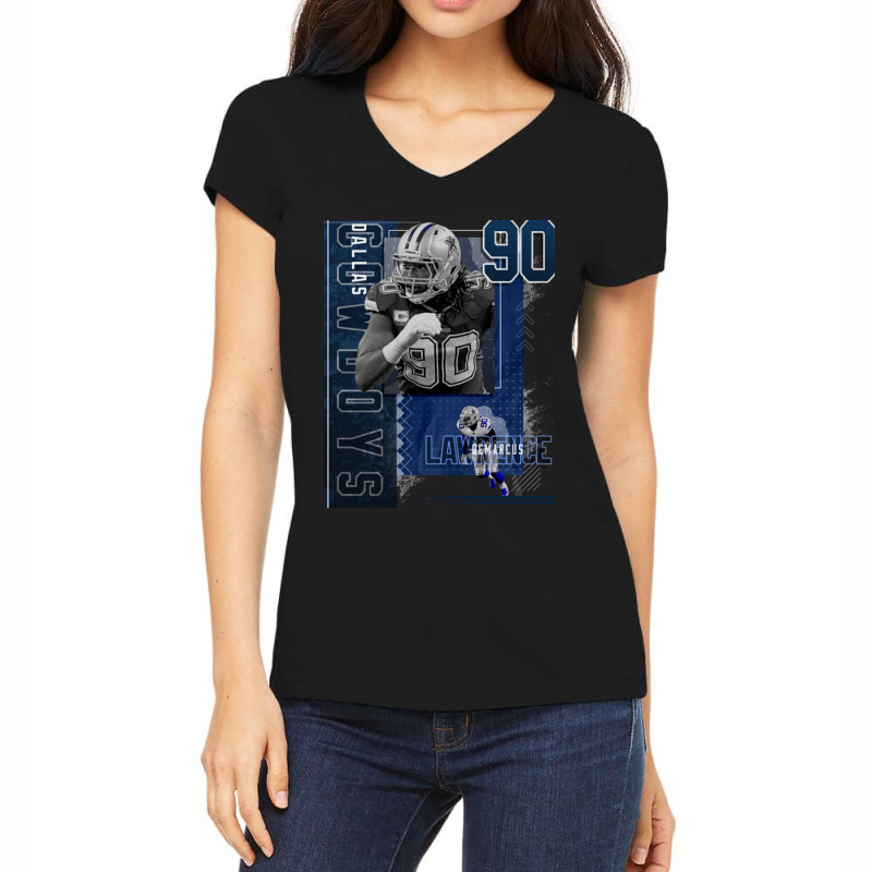 Demarcus Lawrence Football Paper Poster Cowboys 2 Women's V-Neck T-Shirt by JudyRowena | Artistshot