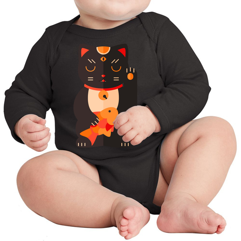 Beckoning Cat Long Sleeve Baby Bodysuit by declangreenwood | Artistshot