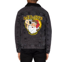 Endometriosis Awareness Awareness - Santa Believe Leopard Christmas (2 Unisex Sherpa-lined Denim Jacket | Artistshot