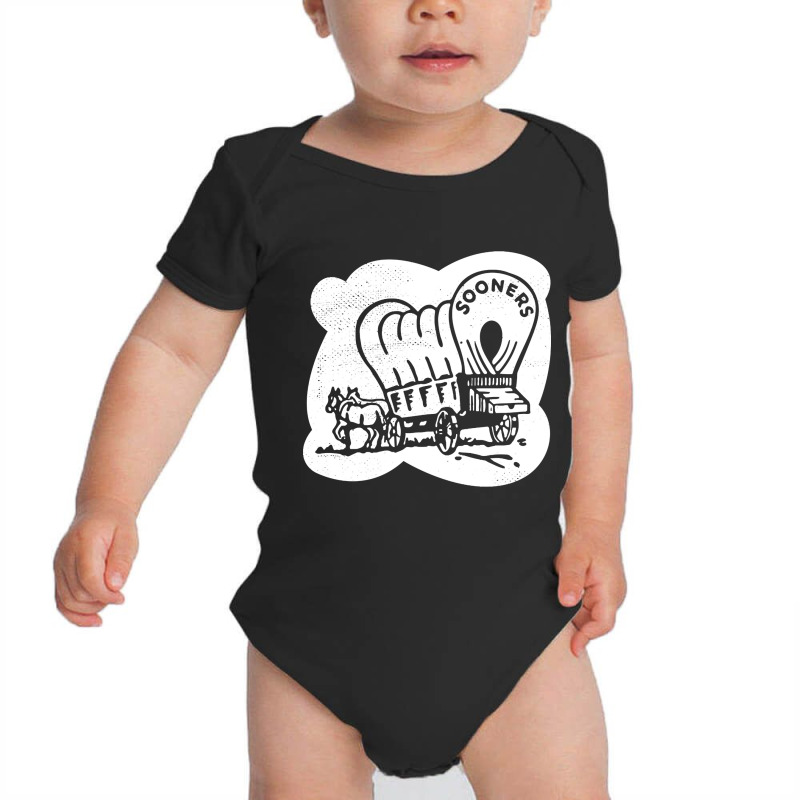 Oklahoma Sooners - Vintage Matchbook Covered Wagon (white) Baby Bodysuit by bummercaught | Artistshot