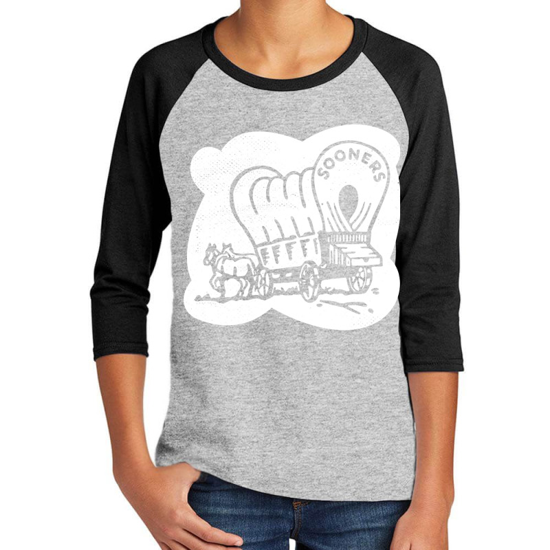 Oklahoma Sooners - Vintage Matchbook Covered Wagon (white) Youth 3/4 Sleeve by bummercaught | Artistshot