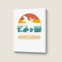 Daddy Dinosaur Daddysaurus 2 Kids Father's Day Gift For Dad T Shirt Portrait Canvas Print | Artistshot
