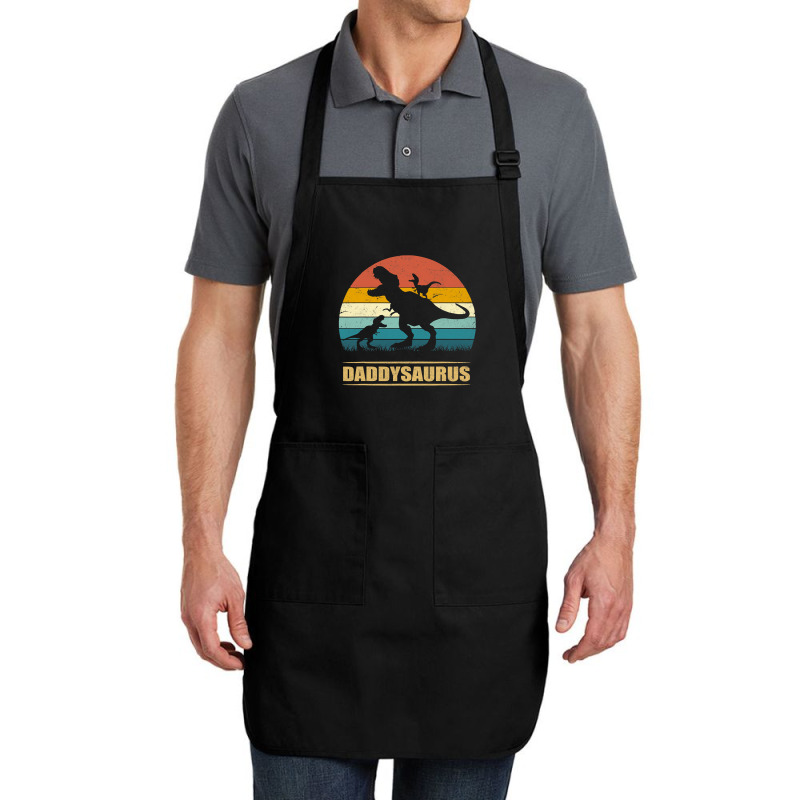 Daddy Dinosaur Daddysaurus 2 Kids Father's Day Gift For Dad T Shirt Full-length Apron | Artistshot