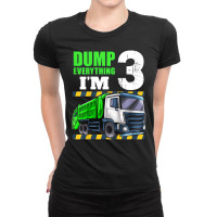 Kids Garbage Truck 3rd Birthday Boy 3 Year Old Three Toddler Ladies Fitted T-shirt | Artistshot