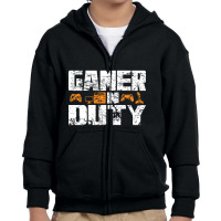 Gamer On Duty Wht Youth Zipper Hoodie | Artistshot