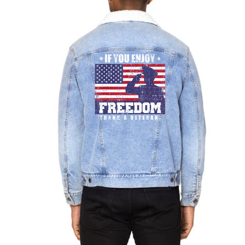 Armed Forces Military Thank A Veteran T-shirt, Retro Unisex Sherpa-Lined Denim Jacket by seifertmurryq3jmxs | Artistshot