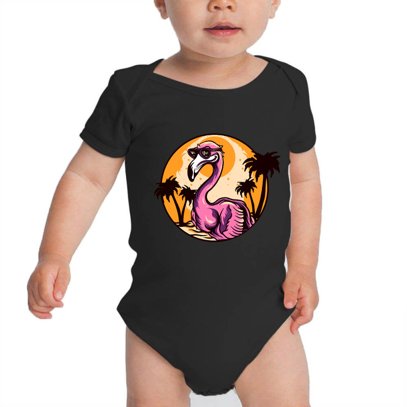 Flamingo Bird Sunset Baby Bodysuit by greggjvandervor | Artistshot