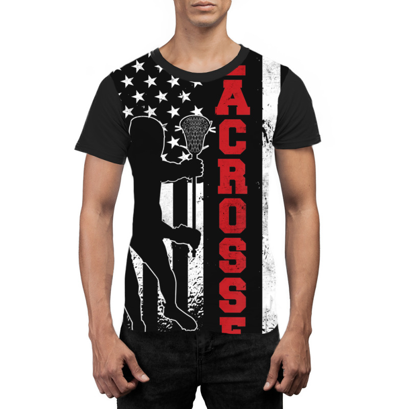 Lacrosse American Flag Lax Lacrosse Lacrosse Player Graphic T-shirt by Min06 | Artistshot