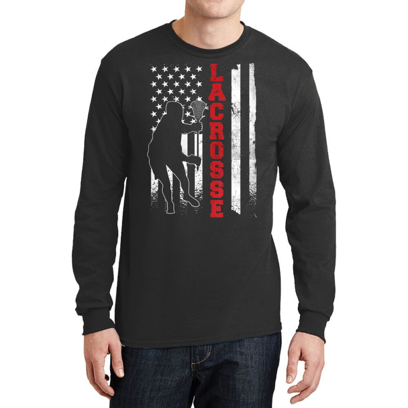 Lacrosse American Flag Lax Lacrosse Lacrosse Player Long Sleeve Shirts by Min06 | Artistshot