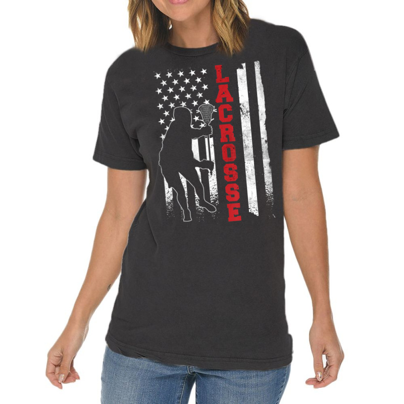 Lacrosse American Flag Lax Lacrosse Lacrosse Player Vintage T-Shirt by Min06 | Artistshot