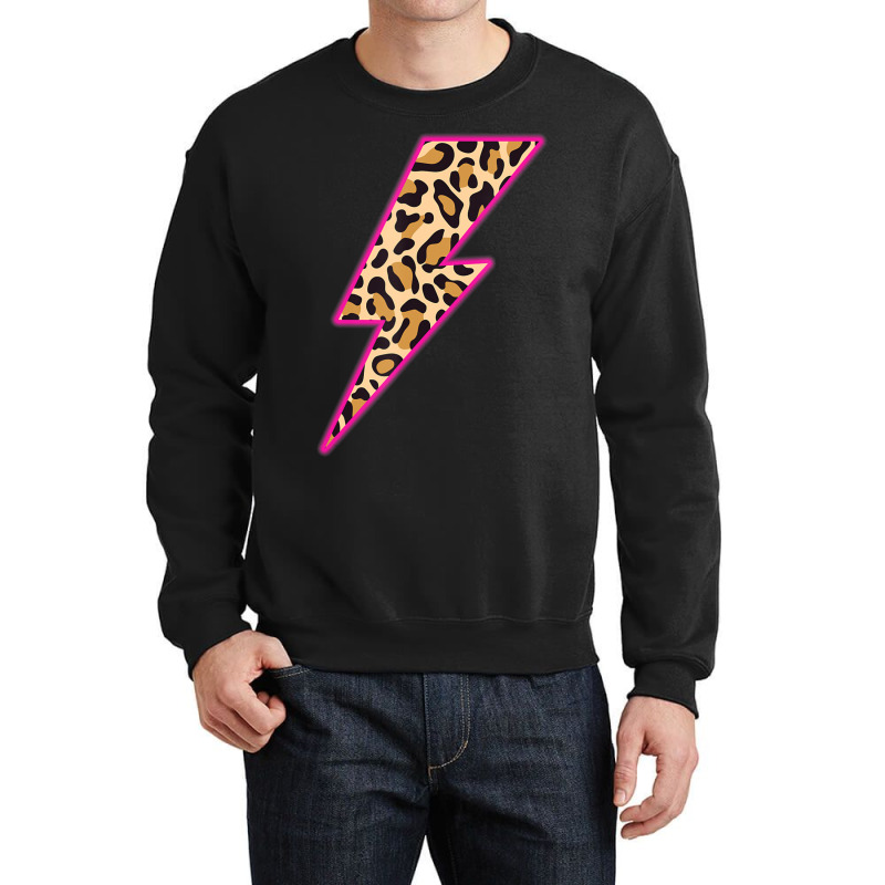 Leopard Lightning Bolt Cheetah Thunder Animal Print Crewneck Sweatshirt by Min06 | Artistshot