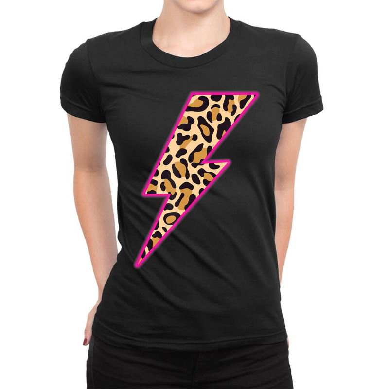 Leopard Lightning Bolt Cheetah Thunder Animal Print Ladies Fitted T-Shirt by Min05 | Artistshot